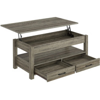 Rolanstar Coffee Table With Drawers And Hidden Compartment, Retro Central Table With Wooden Lift Tabletop, For Living Room,Washed Oak