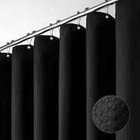 Dynamene Extra Wide Shower Curtain - 84 Inch Wide Waffle Weave Weighted Thick Cloth Bathroom Shower Curtain, Neutral Heavy Duty Hotel Bath Curtain Set With 14 Plastic Hooks, 84X72, Black