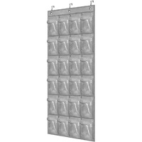 Bofoho Over The Door Shoe Organizer - Space Saving Shoe Rack For Closet Door With 24 Pockets And Hook, Shoe Holder Back Of Door Organizers For Shoes, Hanging Shoe Organizer (Gray)