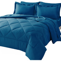 Cozylux Queen Bed In A Bag 7-Pieces Comforter Sets With Comforter And Sheets Teal All Season Bedding Sets With Comforter, Pillow Shams, Flat Sheet, Fitted Sheet And Pillowcases