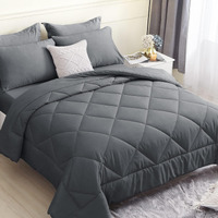 Hevumyi Twin Comforter Set, 5 Pieces All Season Bed In A Bag Grey, Down Alternative Bedding Sets With Twin Comforter, Flat Sheet, Fitted Sheet, Pillowcase & Pillow Sham (Dark Gray,Twin Size)