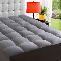 Elemuse Full Grey Cooling Mattress Topper For Back Pain, Extra Thick Mattress Pad Cover, Plush Soft Pillowtop With Elastic Deep Pocket, Overfilled Down Alternative Filling