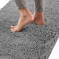 Gorilla Grip Bath Rug, 54X24, Thick Soft Absorbent Chenille Rubber Backing Bathroom Rugs, Microfiber Dries Quickly, Shaggy Machine Washable Mats, Plush Durable Rug, Bathtub And Shower Floor, Grey