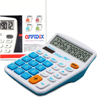 Offidix Office Desktop Calculator, Solar And Battery Dual Power Electronic Calculator Portable 12 Digit Large Lcd Display Calculator, Calculators Large Display Blue