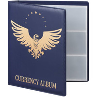 Mudor Premium Pu Banknote World Currency Collection Album, 90 Pockets Dollar Bill Holders For Collectors, Classic Paper Money Collecting Storage Book Album Binder Supplies (Blue)