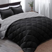 Basic Beyond Queen Comforter Set -   Black Comforter Set Queen, Reversible Bed Comforter Queen Set For All Seasons,   Black/Grey, 1 Comforter (88 ""X92 "") And 2 Pillow Shams (20 ""X26 ""+2 "")