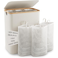 Hampers For Laundry Basket With Lid, 160L Extra Large Laundry Hamper 3 Section Dirty Clothes Hampers For Laundry Divided Laundry Basket Organizer For Bedroom,Laundry Room,Dirty Clothing Hamper,Beige