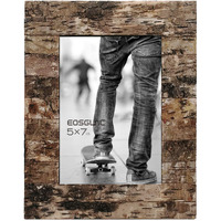 Eosglac Rustic 5 X 7 Wooden Picture Frame, Handmade With Real Birch Bark, Easel Back, Natural