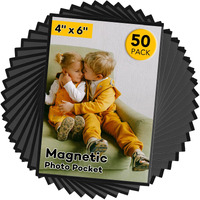 Yixangdd 50 Pcs Magnetic Picture Frames For Refrigerator 4X6Inch-Magnetic Photo Frames,Black