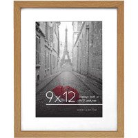 Americanflat 9X12 Picture Frame In Dark Oak - Displays 6X8 With Mat And 9X12 Without Mat - Engineered Wood With Shatter Resistant Glass - Horizontal And Vertical Formats For Wall