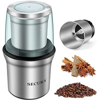 Secura Coffee Grinder Electric, 2.5Oz/75G Large Capacity Spice Grinder Electric, Coffee Bean Grinder With 1 Stainless Steel Blades Removable Bowl