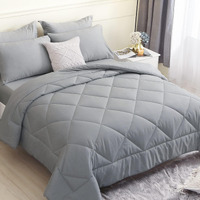 Hevumyi Full Size Comforter Sets 7 Pieces, All Season Bed In A Bag Full Size, Down Alternative Bedding Sets With Full Comforter, Flat Sheet, Fitted Sheet, Pillowcases, Pillow Shams (Light Gray,Full)