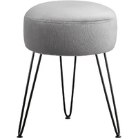 Lue Bona Vanity Stool, Gray Vanity Stools For Makeup Room, Round Ottoman Foot Stool, Velvet Footrest Vanity Chair For Bathroom Vanity, Bedroom, Living Room, Entryway, Offices