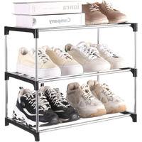 Fouews Small Shoe Rack, Narrow Stackable Shoe Shelf Organizer For Entryway, Doorway And Bedroom Closet (3-Tier, Black)