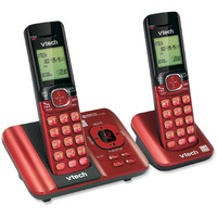 Vtech Cs6529-26 Dect 6.0 Phone Answering System With Caller Id/Call Waiting, 2 Cordless Handsets, Red