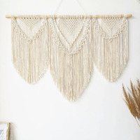 Large Macrame Wall Hanging - Boho Tapestry Macrame Wall Decor Art- Chic Bohemian Handmade Woven Tapestry Home Decoration For Bedroom Living Room Apartment Wedding Party - 43 ""X32 "" (Beige-Triangle)