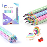 Ecotree Pencils #2 Hb Pencils Pre-Sharpened Pencils Number 2 Pencils Rainbow Pencils Recycled Pencils Eco Pencils With Erasers 24 Pack