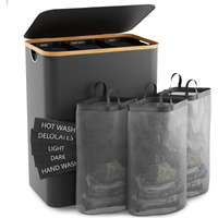 Hampers For Laundry Basket With Lid, 160L Extra Large 3 Section Clothes Divided Organizer For Bedroom,Laundry Room,Dirty Clothing Hamper,Grey