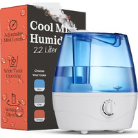 Cool Mist Humidifiers For Bedroom - 2.2L Water Tank, Baby, Office, Quiet Ultrasonic Air Vaporizer, Adjustable Mist Level, 360 Nozzle Rotation, Auto-Shut Off, Large Area Humidifier Easy Fill And Clean