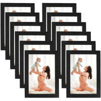 Crugla 4X6 Magnetic Picture Frames For Refrigerator 12 Packs, Modified Magnetic Sheet With Self Adhesive Backing, Black 4 By 6 Photo Frame Set For Locker Glass Window Door Cubicle