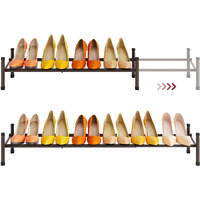 Tajsoon Expandable Shoe Rack For Closet 1 Tier, 28-41Adjustable & Stackable Shoe Shelf Storage, Metal Shoe Rack Organizer For Front Door Entrance, Closet, Garage, Entryway, Bronze