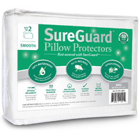 Set Of 2 King Size Sureguard Pillow Protectors - 100% Waterproof, Bed Bug Proof, Hypoallergenic - Premium Zippered Cotton Covers - Smooth