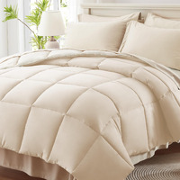 Anluoer Queen Comforter Set 7 Piece, Cream Bed In A Bag With Sheets, Comforters Queen Size Bedding Sets With 1 Comforter, 2 Pillow Shams, 2 Pillowcases, 1 Flat Sheet,1 Fitted Sheet