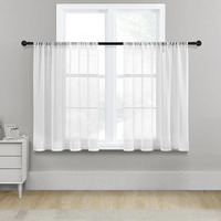 Mrtrees Sheer Curtains White 45 Inches Long Kitchen Curtains Sheers Basement Short Curtains Living Room Small Curtain Bedroom Voile Window Curtain Panels Rod Pocket 2 Panels
