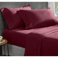 California Design Den 100% Cotton Sheets, Soft 4-Pc Queen Sheet Set, Cooling Sheets For Queen Size Bed, Deep Pockets, 400 Thread Count Sateen, Bedding Sheets & Pillowcases, Queen Sheets (Burgundy Red)