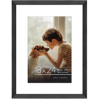 Americanflat 18X24 Poster Frame In Black - Use As 12X18 Picture Frame With Mat Or 18X24 Frame Without Mat - Wide Engineered Wood Frame, Plexiglass Cover, And Hanging Hardware For Wall