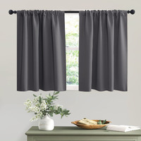 Ryb Home Short Curtains Gray Half Window Curtains For Bedroom, Privacy Curtain Tiers For Windows, Energy Saving Curtain Tiers For Bathroom Shades, Wide 42 X Long 36 Inches Per Panel, Grey, Set Of 2
