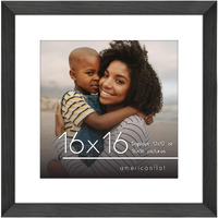 Americanflat 16X16 Picture Frame In Black - Use As 12X12 Picture Frame With Mat Or 16X16 Frame Without Mat - Wide Frame, Plexiglass Cover With Built-In Hanging Hardware For Wall