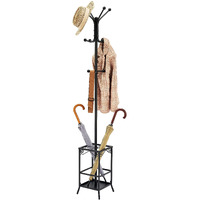 Hoctieon Coat Rack Freestanding,Entryway Hanger Stand,Umbrella Holder,Hall Tree With 12 Hooks, Floor Standing Metal Tree Stand, Black