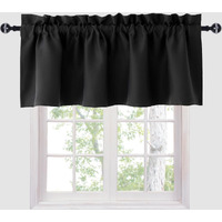 Hiasan Black Valance Curtains Blackout Rod Pocket Window Curtain Valances For Kitchen, 60 X 18 Inches Length, 1 Panel