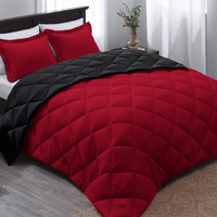 Basic Beyond King Size Comforter Set - Red And Black Comforter Set King, Reversible King Bed Comforter Set For All Seasons, 1 Comforter (104""X92"") And 2 Pillow Shams (20""X36""+2"")
