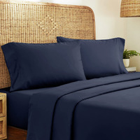 California Design Den Luxury Cotton Sheets For Queen Size Bed, Gots Certified - Percale Sheets Queen - Soft Cooling Sheets - Deep Pockets - 4 Pc Organic Cotton Queen Size Sheet Set, Navy Blue Sheets