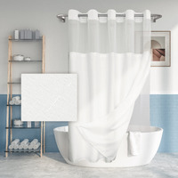 Extra Long No Hook Slub Textured Shower Curtain With Snap-In Peva Liner Set - 71"" X 86""(84""), Hotel Style With See Through Top Window, Fabric Curtain & Waterproof Liner, White, 71X86