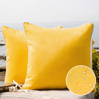 Phantoscope Pack Of 2 Outdoor Waterproof Solid Throw Decorative Pillow Cover Decorative Square Outdoor Pillows Cushion Case Patio Pillows For Couch Tent Sunbrella (20''X20'', Yellow)