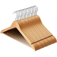 Amkufo Wooden Hangers 20 Pack Wood Suit Hangers Non Slip Wooden Coat Hangers With Smooth Fnish Cut Notches 360    Swivel Hook Clothes Hangers For Jeans Pants Jackets Shirts Dresses, Natural