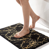 Marble Bathroom Rug Black And Gold Decor Bathroom Rugs Non Slip Bath Mat Super Absorbent Microfiber Plush Bathmat Machine Washable Floor Carpet For Tub, Shower, Bedroom 16 ""X24 ""