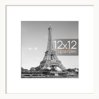 Upsimples 12X12 Picture Frame, Display Pictures 8X8 With Mat Or 12X12 Without Mat, Wall Hanging Photo Frame, White, 1 Pack