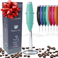 Elementi Drink Mixer Handheld - Drink Stirrer - Mini Mixer & Drink Frother - Electric Stirrer For Drinks - Hand Mixer Electric - Hand Frother With Stand (Mint Green)