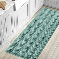 H.Versailtex Bathroom Rugs Bath Mat Runner Rug Non Slip Kitchen Rug Extra Long Bath Rug Runners Oversized 59"" X 20"" Absorbent Washable Dry Fast Plush Area Rug For Bathroom/Bedroom - Eggshell Blue