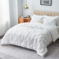 Cozylux Queen Comforter Set - 7 Pieces Comforters Queen Size White, Pintuck Bed In A Bag Pinch Pleat Complete Bedding Sets With Comforter, Flat Sheet, Fitted Sheet And Pillowcases & Shams