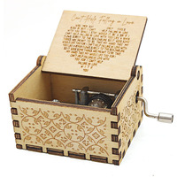 Byykit Can 'T Help Falling In Love Wood Music Box, Antique Engraved Musical Boxes Case For Love One Wooden Music Box - Gifts For Lover, Boyfriend, Girlfriend, Husband, Wife (Wood)