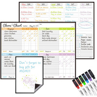 Magnetic Dry Erase Chore Chart And Weekly Calendar Set For Fridge - Chore Chart For Multiple Kids,Weekly Planner Board,Behavior Chart Kids Multiple Kids,Reward Chart,One Bonus To-Do Whiteboard