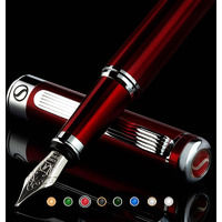Scriveiner Deep Crimson Red Fountain Pen - Stunning Luxury Pen With Chrome Finish, Schmidt Nib (Medium), Best Pen Gift Set For Men & Women, Professional, Executive, Office, Nice Pens