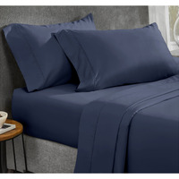 100% Cotton Sheets, Softest 4-Pc Queen Sheet Set, Cooling Sheets For Queen Size Bed, Deep Pockets, 400 Thread Count Sateen, Bedding Sheets & Pillowcases, Queen Sheets (Indigo Navy Blue)