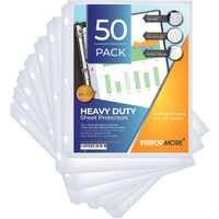 50 Sheet Protectors, Heavy Duty 8.5 X 11 Inch Clear Page Protectors For 3 Ring Binder, Plastic Sheet Sleeves, Durable Top Loading Paper Protector With Reinforced Holes, Archival Safe