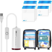 Vmstr Travel Vacuum Storage Bags With Electric Pump (Usb Pump + 8 Combo Bags)